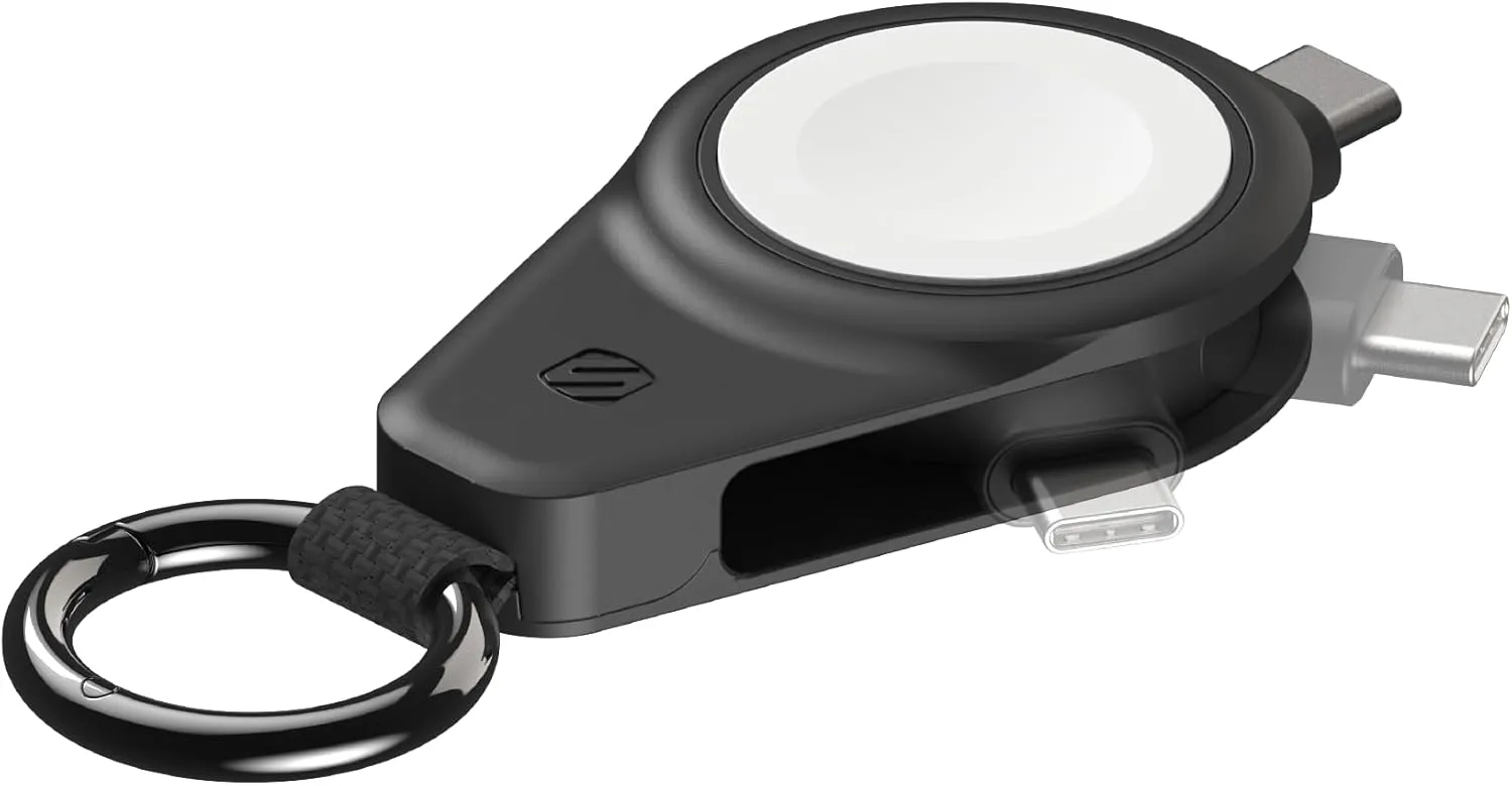 Scosche AWADPF-RP USB-C Fast Charging Portable Travel Charger Compatible with Apple Watch, Wireless Magnetic Charger Keychain Compatible with Apple Watch Series 10/9/8/7/6/5/4/3/2 Ultra 2/SE