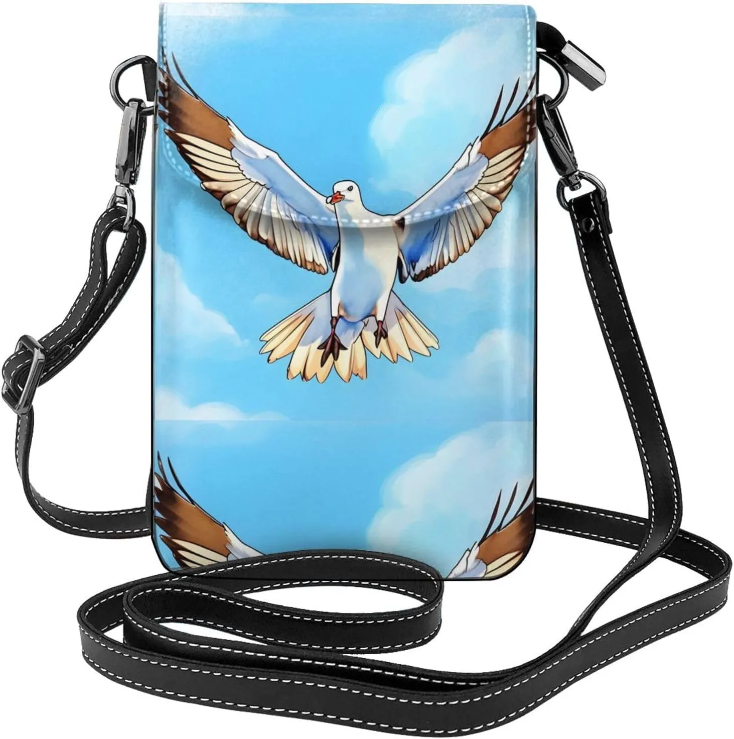 Seagulls in flight Women's crossbody bag, crossbody phone bag, tassel wallet with shoulder strap, best gift for women.