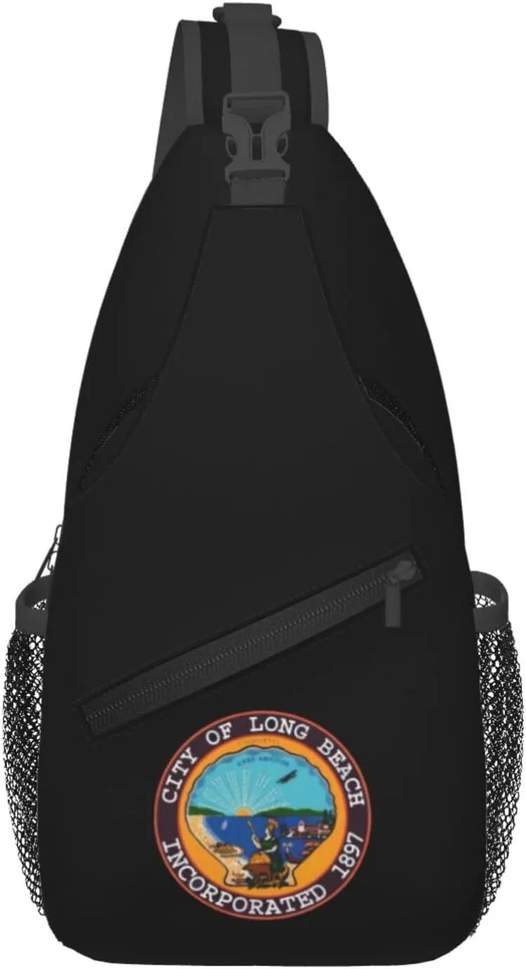 Seal Of Long Beach, California Crossbody Bags For Women Men Chest Backpack Gym Shoulder Bag Travel Outdoor Sports Casual Crossbody Bags
