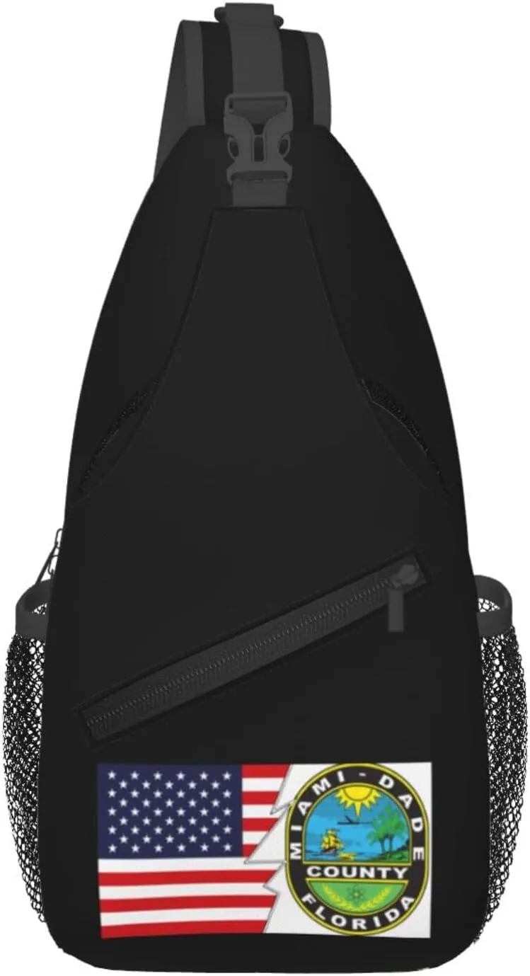 Seal Of Miami Dade County, Florida And America Crossbody Bags For Women Men Chest Backpack Gym Shoulder Bag Travel Outdoor Sports Casual Crossbody Bags