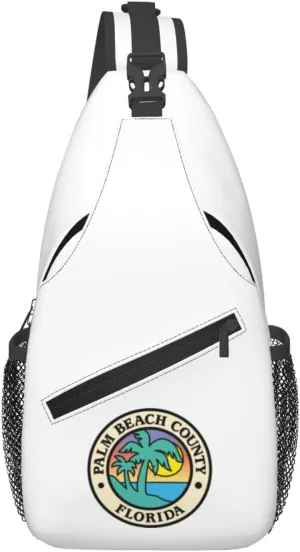 Seal Of Palm Beach County. Florida Crossbody Bags For Women Men Chest Backpack Gym Shoulder Bag Travel Outdoor Sports Casual Crossbody Bags