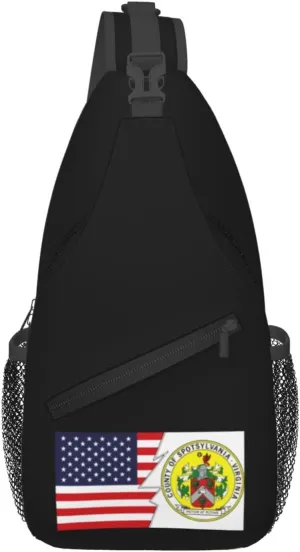 Seal Of Spotsylvania County, Virginia And America Crossbody Bags For Women Men Chest Backpack Gym Shoulder Bag Travel Outdoor Sports Casual Crossbody Bags