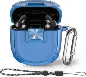 Secure Lock Bose QuietComfort Earbuds II Case(2022)&QuietComfort Ultra Case (2023),WQNIDE Shockproof Protective Bose Earbuds 2 Case Cover for Bose QC II Accessories with Carabiner&Lanyard (Blue)