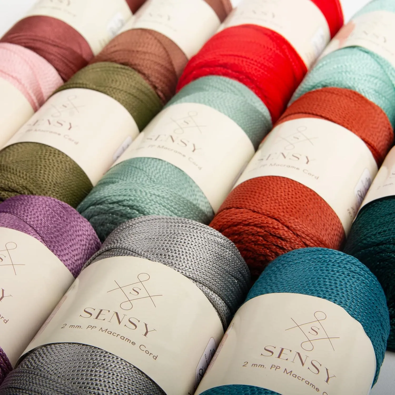 Sensy Premium 2 Pack of 2mm 251 Yards Polyester Rope 100% Polypropylene Cord Macrame Cord 2mm Crochet Bag Cord Macrame Rope Crochet Thread Gift for Knitter (Mink)