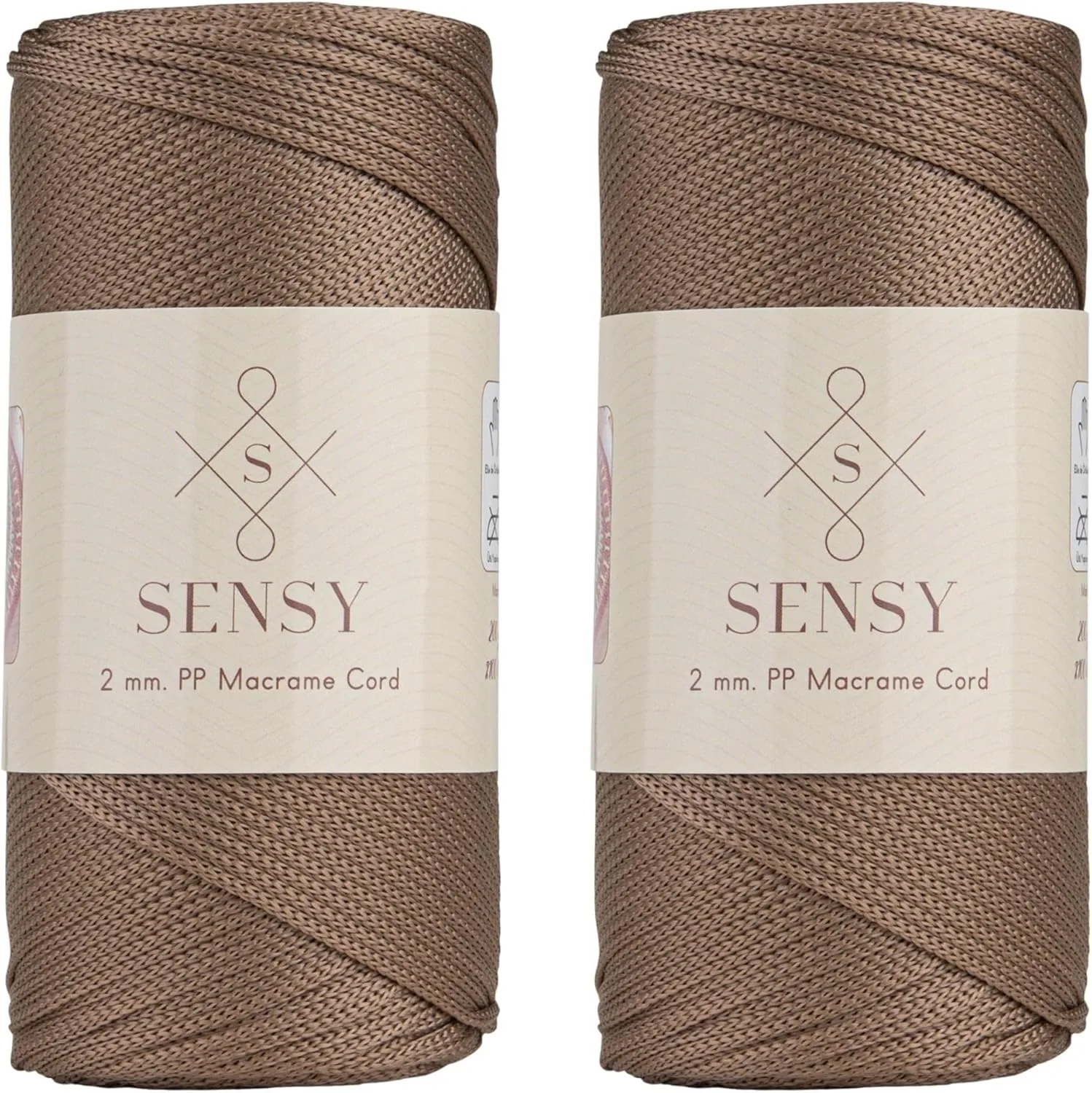 Sensy Premium 2 Pack of 2mm 251 Yards Polyester Rope 100% Polypropylene Cord Macrame Cord 2mm Crochet Bag Cord Macrame Rope Crochet Thread Gift for Knitter (Mink)
