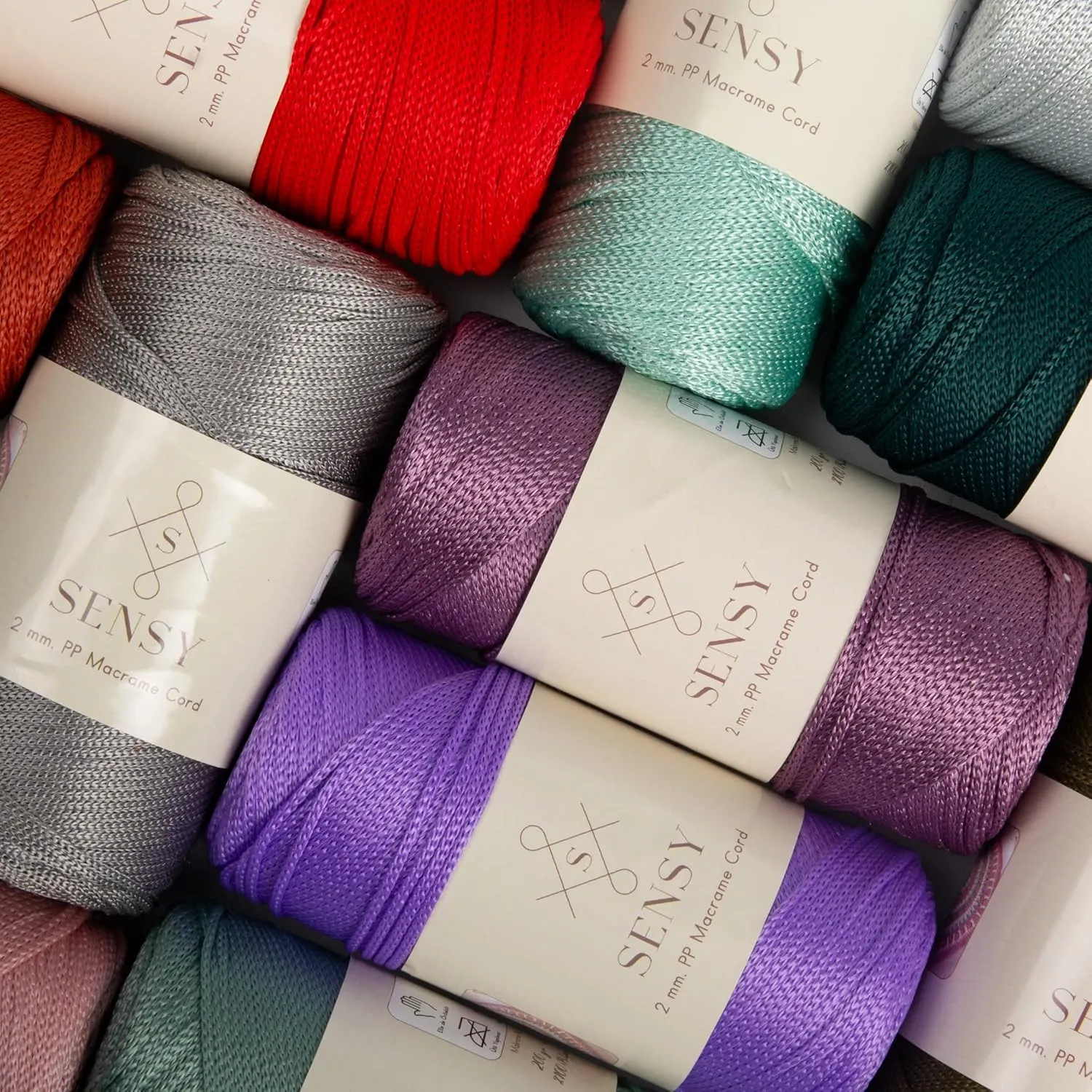 Sensy Premium 2 Pack of 2mm 251 Yards Polyester Rope 100% Polypropylene Cord Macrame Cord 2mm Crochet Bag Cord Macrame Rope Crochet Thread Gift for Knitter (Mink)
