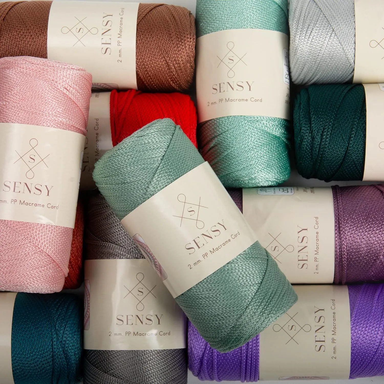 Sensy Premium 2 Pack of 2mm 251 Yards Polyester Rope 100% Polypropylene Cord Macrame Cord 2mm Crochet Bag Cord Macrame Rope Crochet Thread Gift for Knitter (Mink)