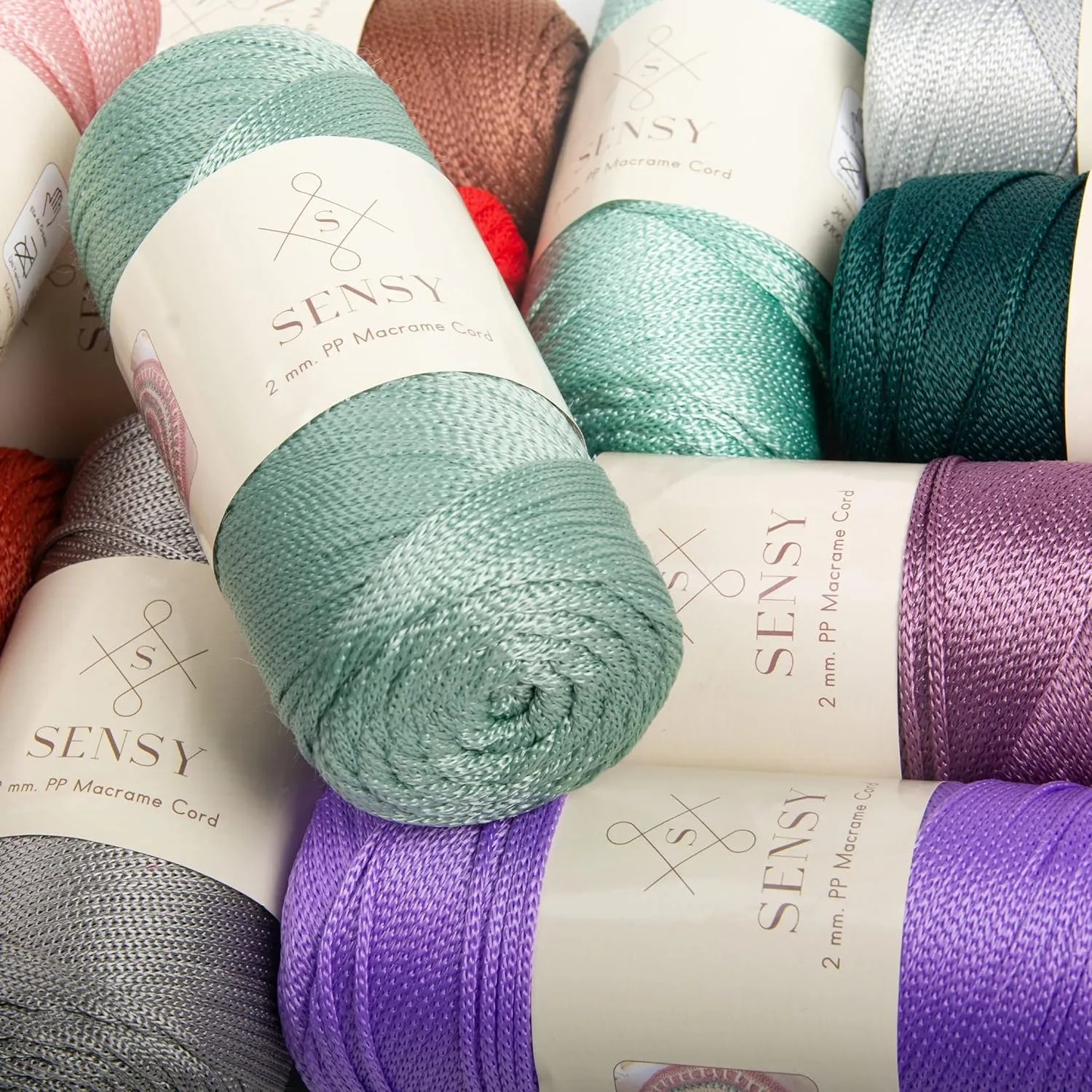 Sensy Premium 2 Pack of 2mm 251 Yards Polyester Rope 100% Polypropylene Cord Macrame Cord 2mm Crochet Bag Cord Macrame Rope Crochet Thread Gift for Knitter (Mink)