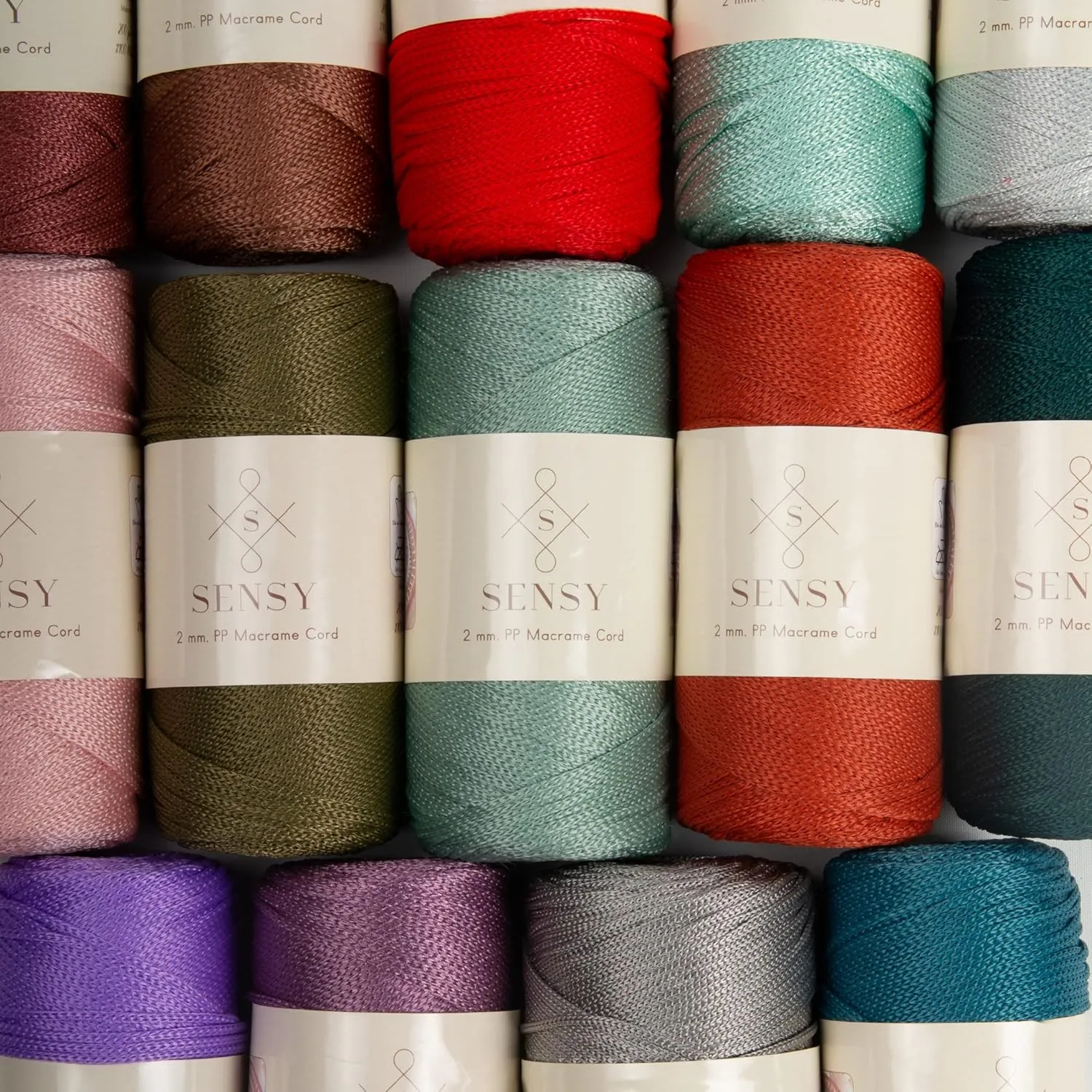 Sensy Premium 2 Pack of 2mm 251 Yards Polyester Rope 100% Polypropylene Cord Macrame Cord 2mm Crochet Bag Cord Macrame Rope Crochet Thread Gift for Knitter (Mink)