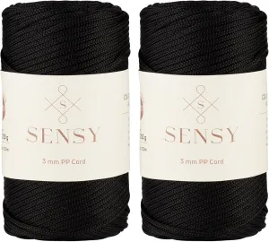 Sensy Premium 3mm 131 Yards Polyester Rope 100% Polypropylene Cord Macrame Cord 3mm Crochet Bag Cord Macrame Rope Crochet Thread Gift for Knitter (Black)
