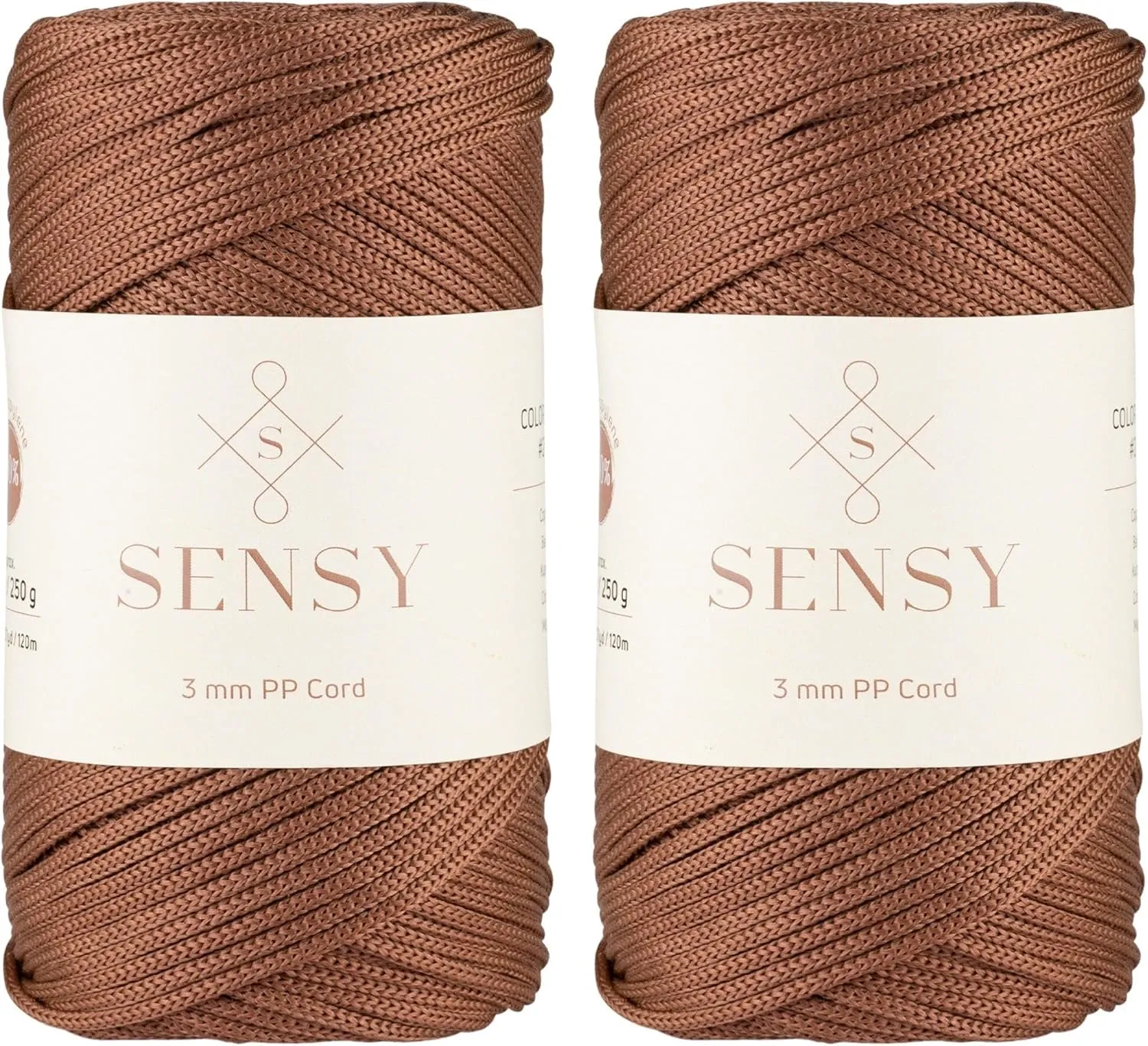 Sensy Premium 3mm 131 Yards Polyester Rope 100% Polypropylene Cord Macrame Cord 3mm Crochet Bag Cord Macrame Rope Crochet Thread Gift for Knitter (Copper)