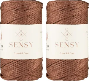 Sensy Premium 3mm 131 Yards Polyester Rope 100% Polypropylene Cord Macrame Cord 3mm Crochet Bag Cord Macrame Rope Crochet Thread Gift for Knitter (Copper)