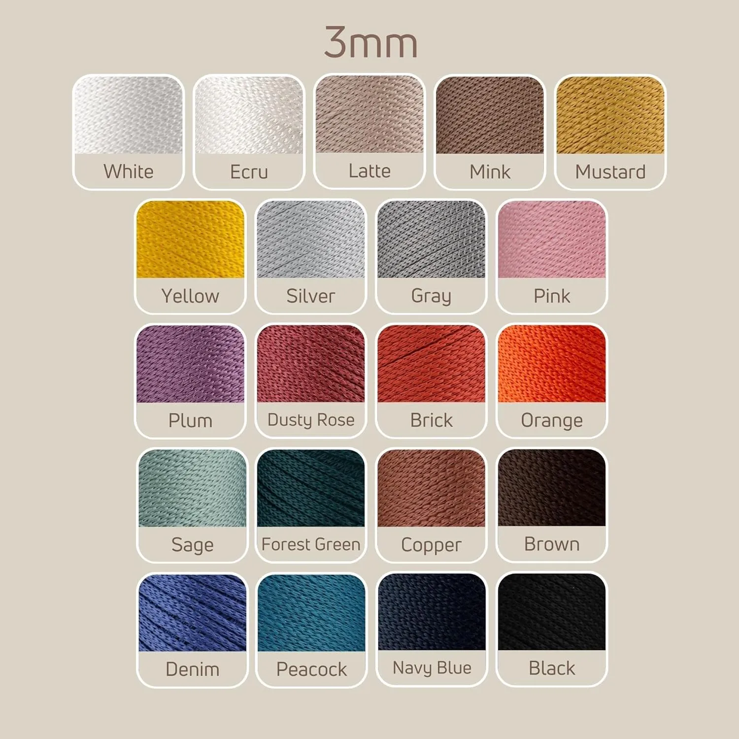 Sensy Premium 3mm 131 Yards Polyester Rope 100% Polypropylene Cord Macrame Cord 3mm Crochet Bag Cord Macrame Rope Crochet Thread Gift for Knitter (Copper)