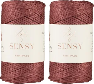 Sensy Premium 3mm 131 Yards Polyester Rope 100% Polypropylene Cord Macrame Cord 3mm Crochet Bag Cord Macrame Rope Crochet Thread Gift for Knitter (Dusty Rose)