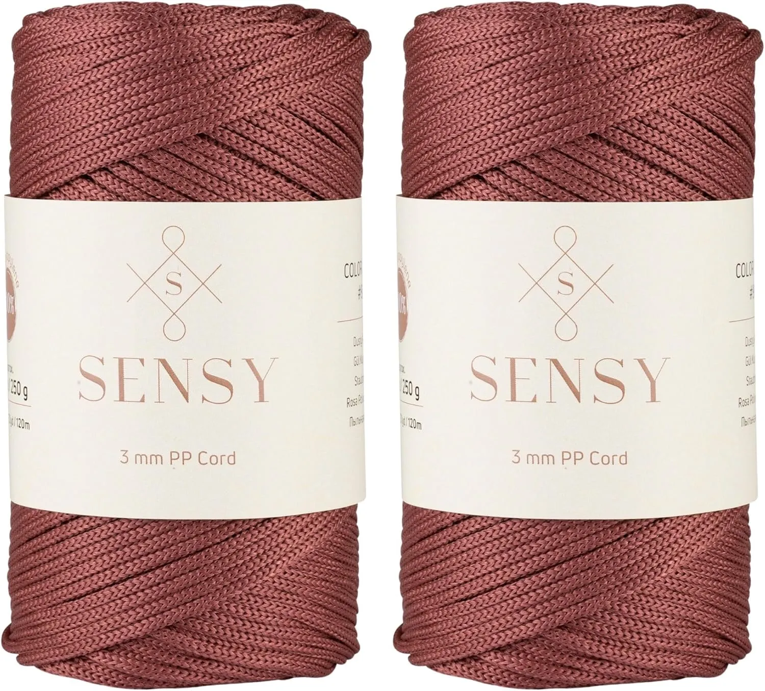 Sensy Premium 3mm 131 Yards Polyester Rope 100% Polypropylene Cord Macrame Cord 3mm Crochet Bag Cord Macrame Rope Crochet Thread Gift for Knitter (Dusty Rose)