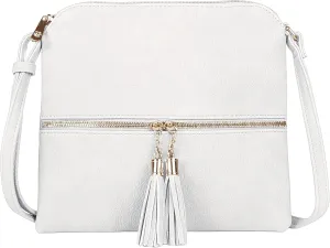 SG SUGU Lightweight Medium Crossbody Bag Shoulder Bag with Tassel and Zipper Pocket