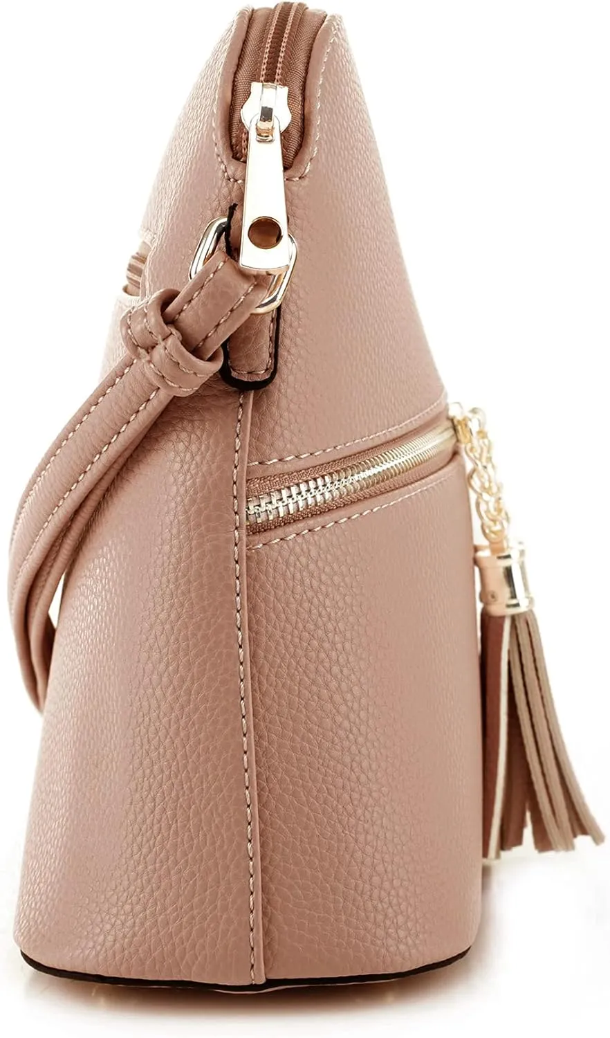 SG SUGU Lunar Lightweight Medium Dome Crossbody Bag Shoulder Bag with Tassel | Zipper Pocket | Adjustable Strap