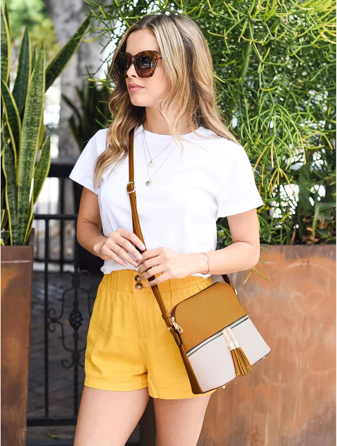 SG SUGU Lunar Lightweight Medium Dome Crossbody Bag Shoulder Bag with Tassel | Zipper Pocket | Adjustable Strap