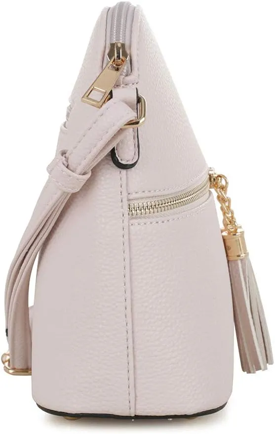 SG SUGU Lunar Lightweight Medium Dome Crossbody Bag Shoulder Bag with Tassel | Zipper Pocket | Adjustable Strap