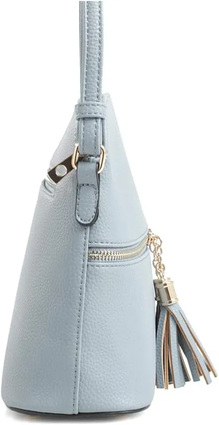 SG SUGU Lunar Lightweight Medium Dome Crossbody Bag Shoulder Bag with Tassel | Zipper Pocket | Adjustable Strap