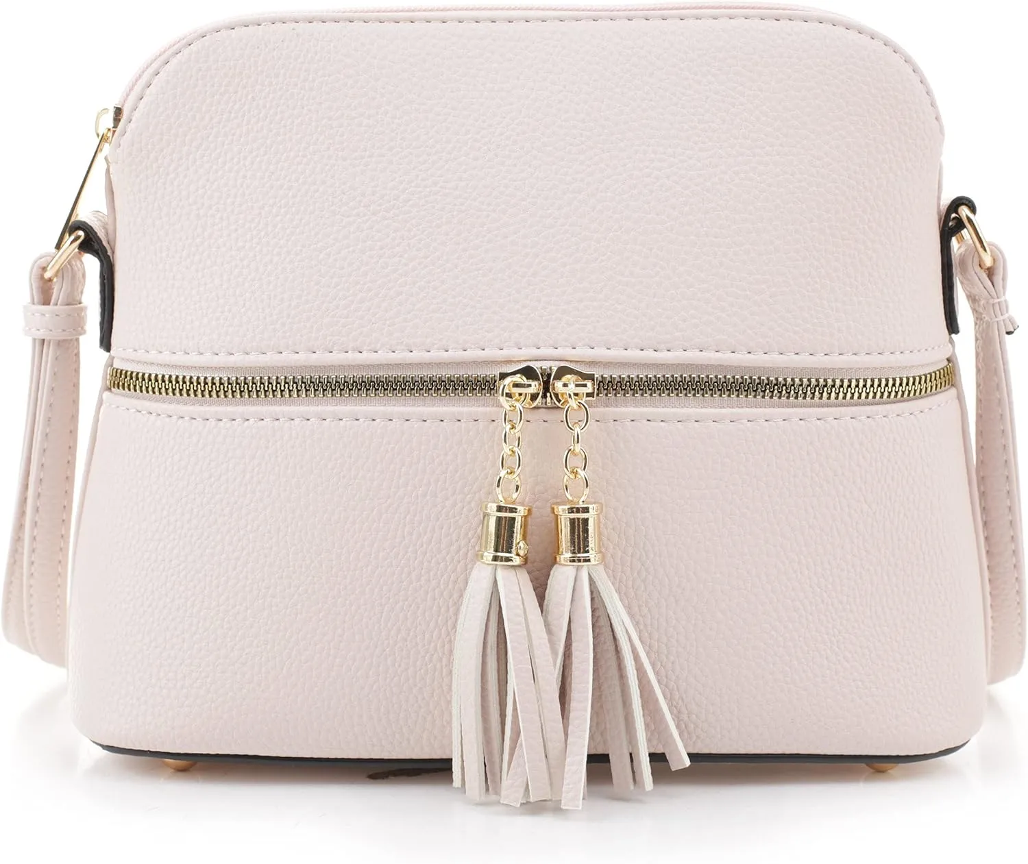 SG SUGU Lunar Lightweight Medium Dome Crossbody Bag Shoulder Bag with Tassel | Zipper Pocket | Adjustable Strap
