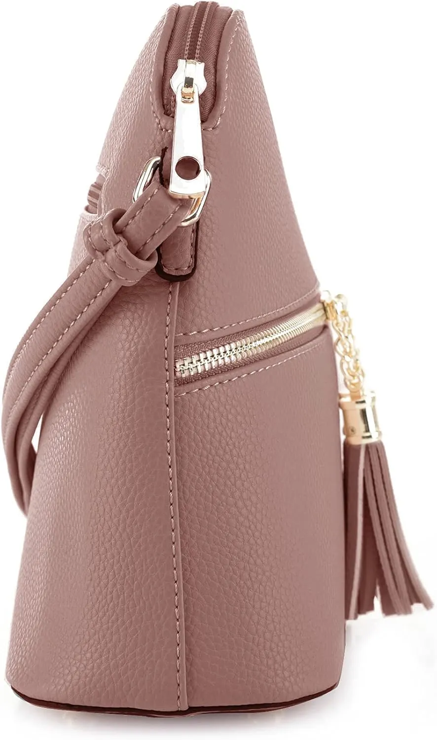 SG SUGU Lunar Lightweight Medium Dome Crossbody Bag Shoulder Bag with Tassel | Zipper Pocket | Adjustable Strap