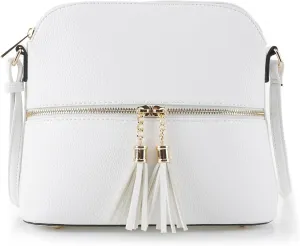 SG SUGU Lunar Lightweight Medium Dome Crossbody Bag Shoulder Bag with Tassel | Zipper Pocket | Adjustable Strap