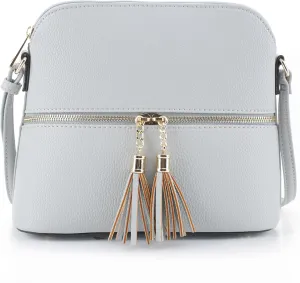 SG SUGU Lunar Lightweight Medium Dome Crossbody Bag Shoulder Bag with Tassel | Zipper Pocket | Adjustable Strap