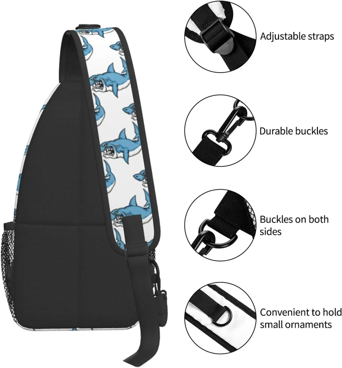 Shark Sling Bag Animal Crossbody Chest Daypack Casual Backpack Women Shoulder Bag For Travel Picnic
