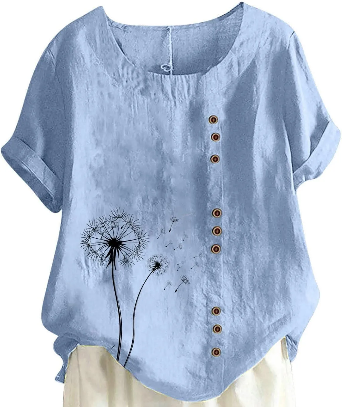 Short Sleeve Shirts for Women Fashion Print Loose Fitted Tops Casual Crew Neck Lightweight Summer Boho T-Shirts