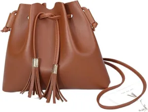 Shoulder bag String Bucket Bag For Women PU Leather Small Handbag Female Tassel Purse Shoulder Crossbody Sac Bag