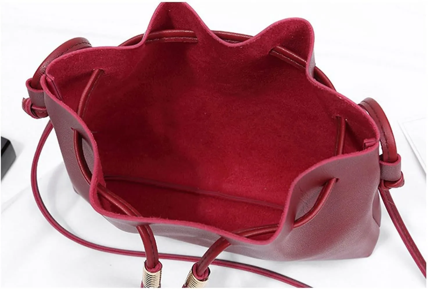 Shoulder bag String Bucket Bag For Women PU Leather Small Handbag Female Tassel Purse Shoulder Crossbody Sac Bag