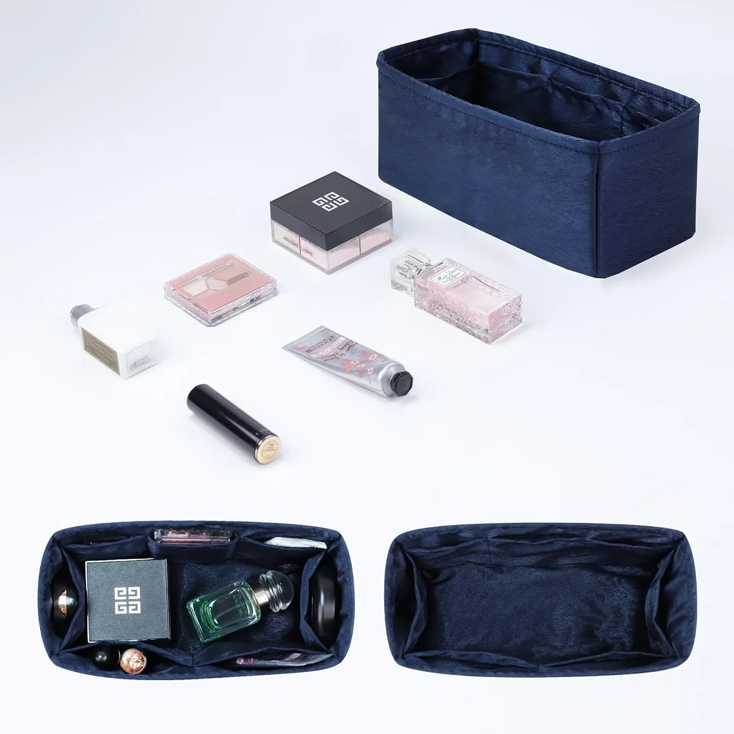 Silk Purse Organizer Insert Fits Lindy19/26/30/34 bags, Silky Soft Bag Shaper for Women Luxury Handbag Tote, Lightweight Inner Bag(LD19/Mini,Blue Nuit)