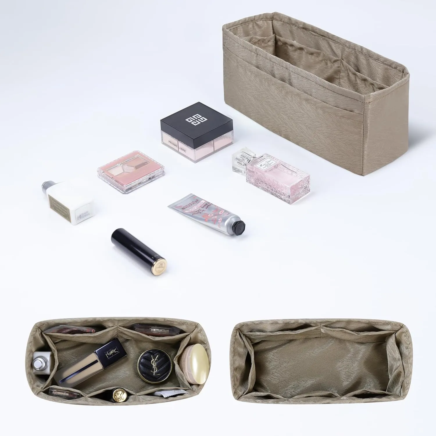 Silk Purse Organizer Insert for Garden Party 26/30/36/49, Silky Soft Bag Organizer Liner, Lightweight Luxury Handbag Tote Shaper(GP30,Grey Tea)