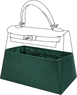 Silk Purse Organizer Insert for Kelly Bags, Lightweight Kelly Pochette Bag Insert Liner, Luxury Handbag Tote Shaper, Large Capacity Inner Bag (Kelly Pochette,Dark Green)