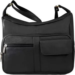 SILVERFEVER Medium Leather Handbag | Ladies Shoulder Bag | Organizer w Built in Wallet