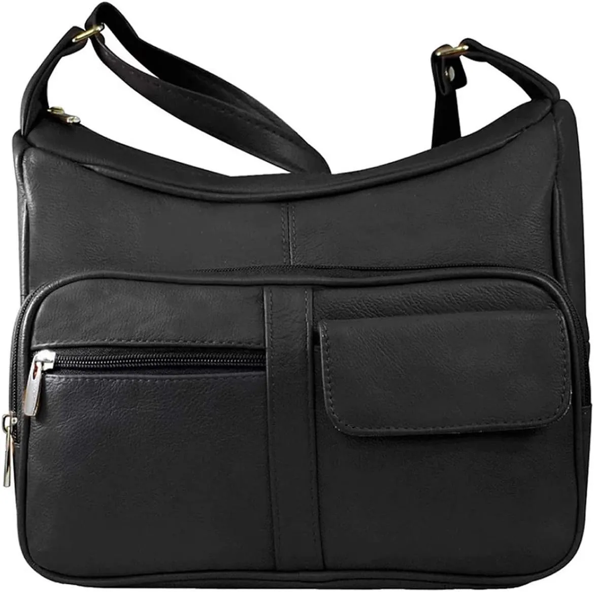 SILVERFEVER Medium Leather Handbag | Ladies Shoulder Bag | Organizer w Built in Wallet