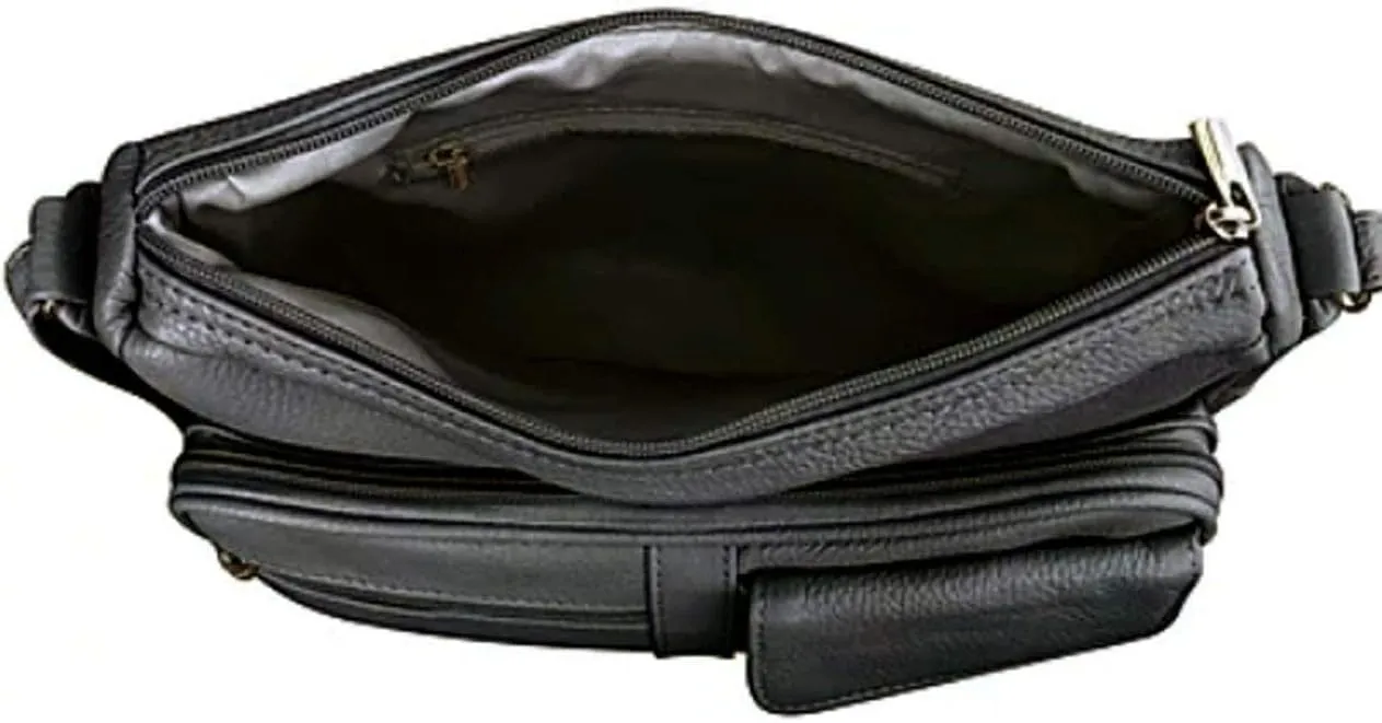 SILVERFEVER Medium Leather Handbag | Ladies Shoulder Bag | Organizer w Built in Wallet