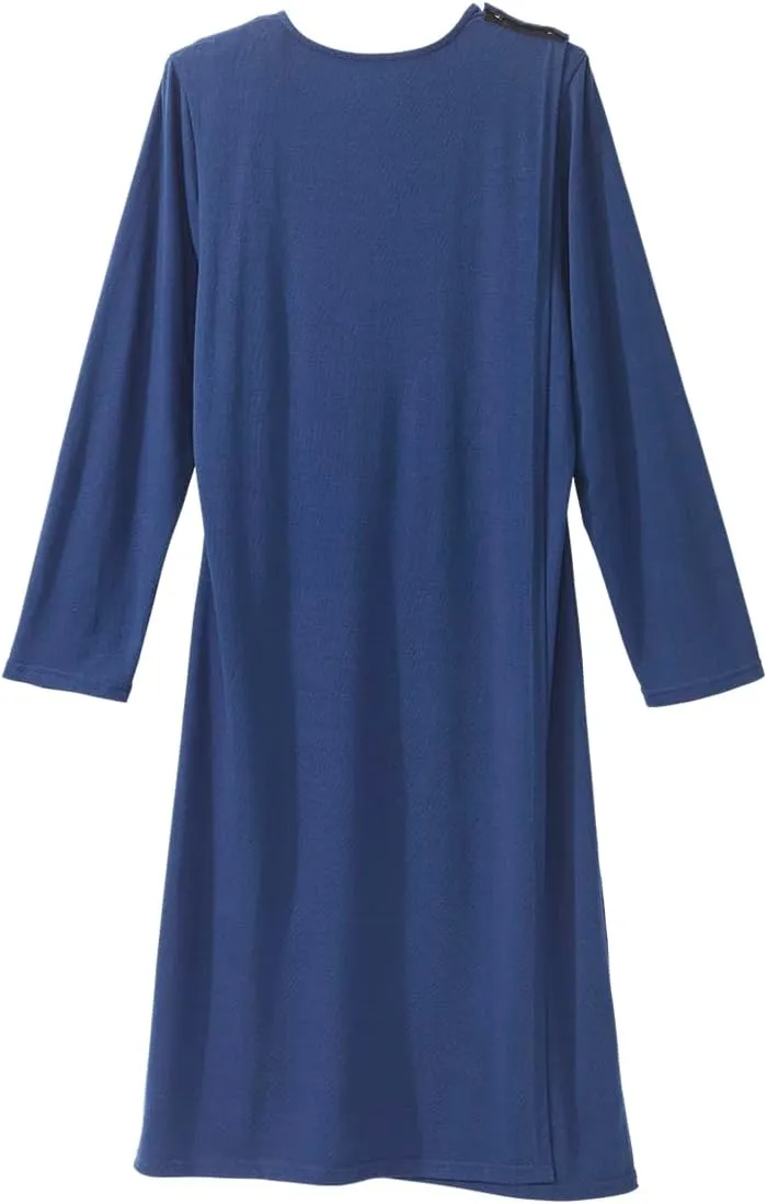 Silvert's Adaptive Clothing & Footwear Women's Open Back Long Sleeve Nightgown with Lace Trim