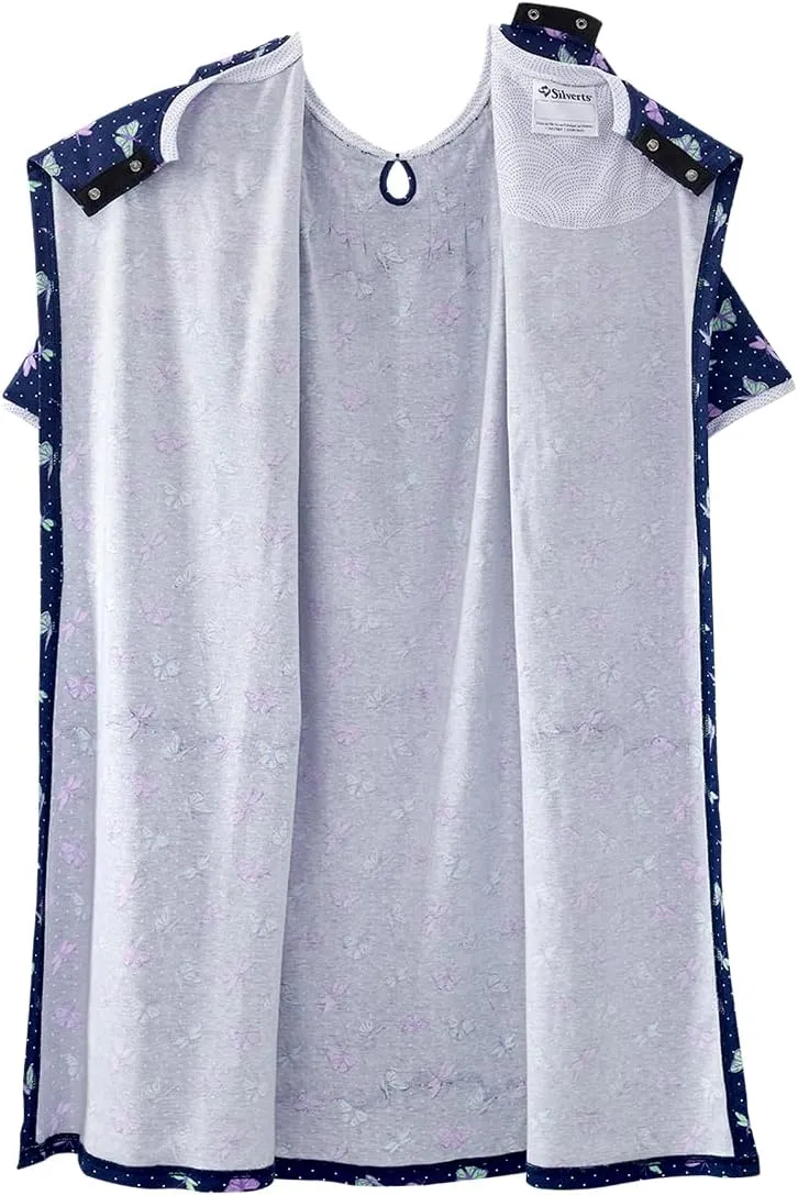 Silverts Open-Back Hospital Gowns for Women – Comfortable, Easy Dressing for Seniors & Patients - Lace Trim 2/3 Sleeve