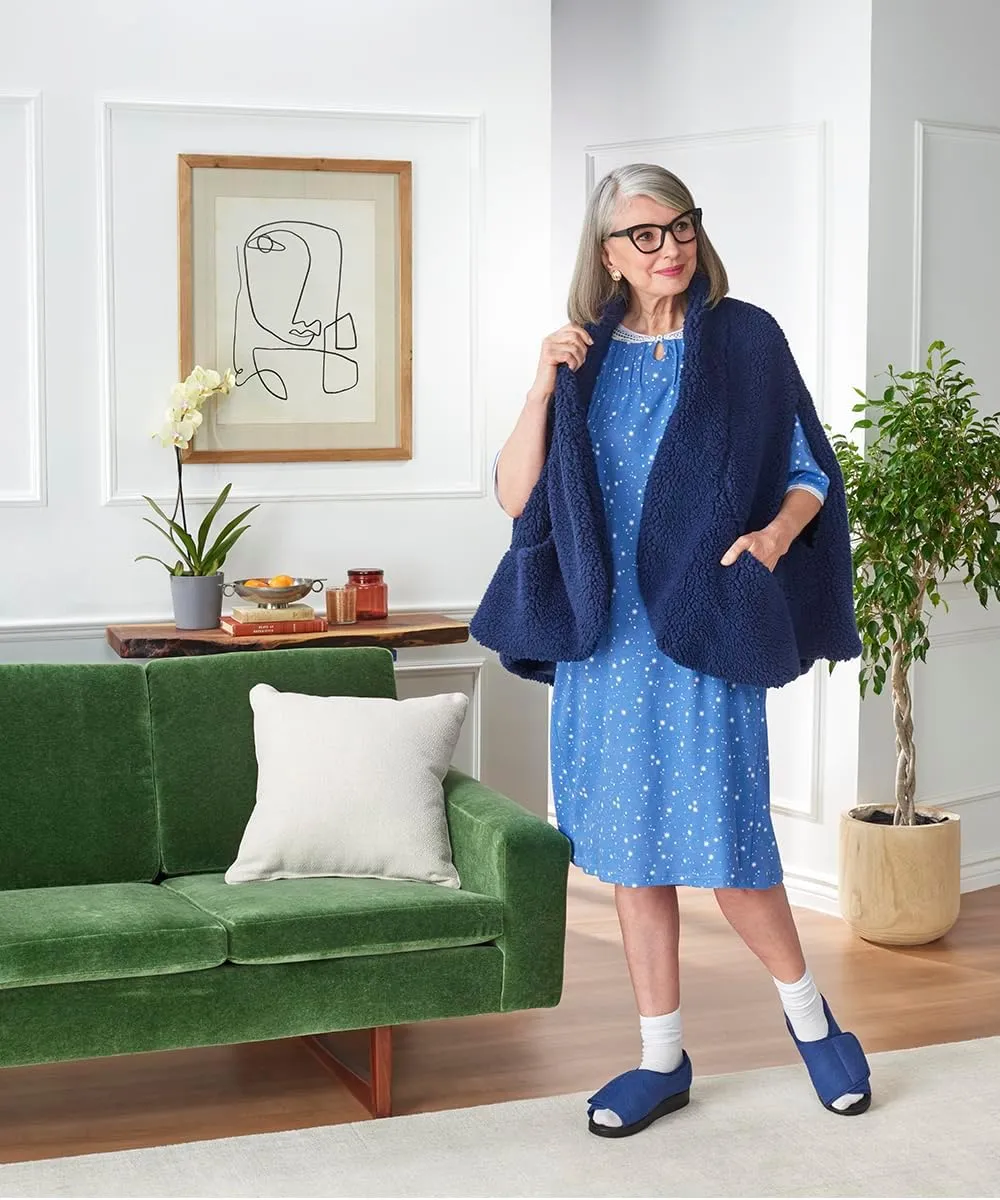 Silverts Open-Back Hospital Gowns for Women – Comfortable, Easy Dressing for Seniors & Patients - Lace Trim 2/3 Sleeve