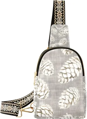 Sling Bag for Women Vintage Pinecone Cone Crossbody Bag Backpack Purse Small Cross Body Bags Travel Shoulder Bags Multipurpose Chest Bag