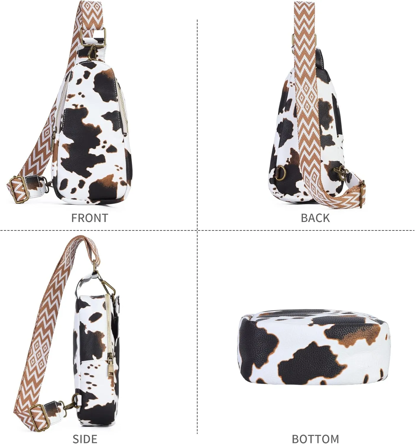 Sling Crossbody Bag for Women Chest Purse Fanny Pack Shoulder Backpack With Guitar Strap