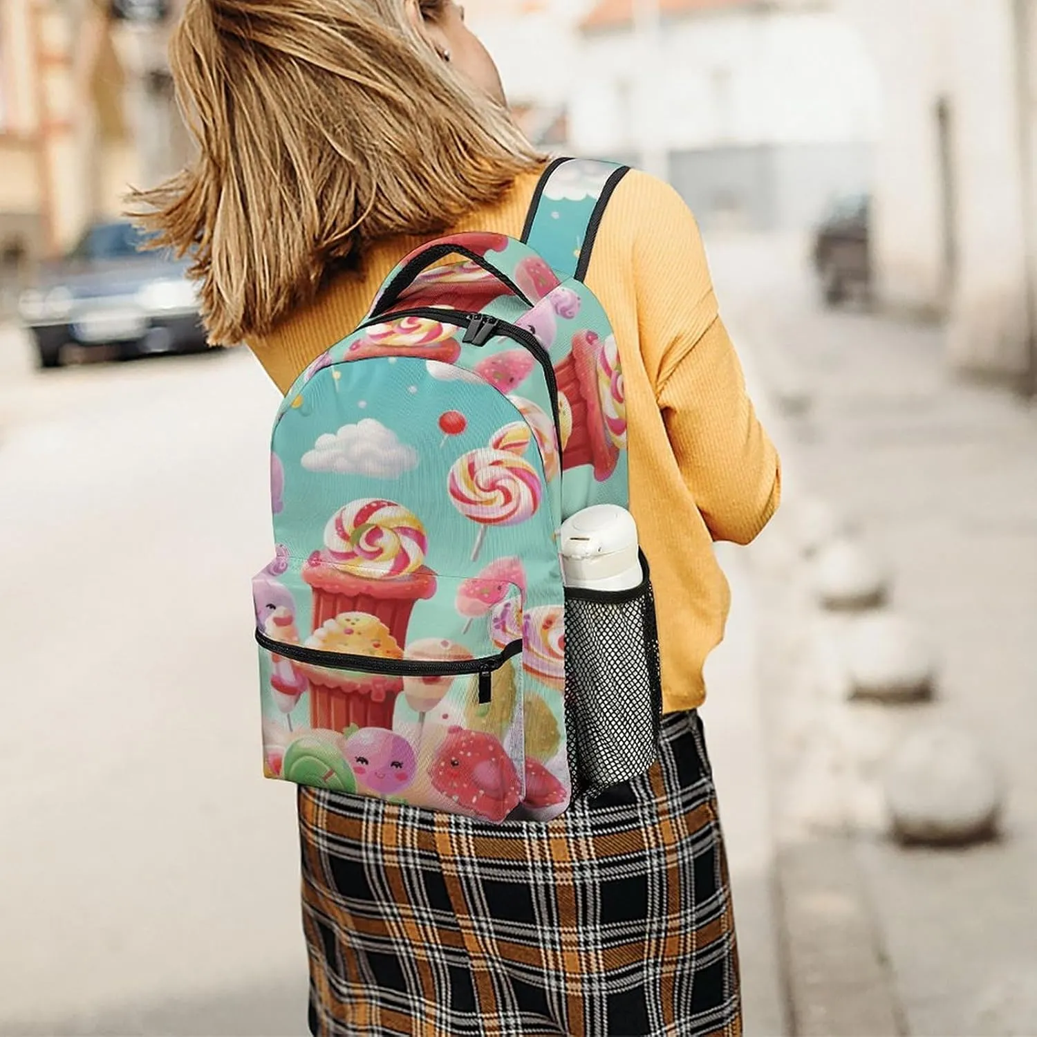 Small Backpacks Personalized Candy Happy Printing Travel Bag Lightweight Travel Backpack For Women Men