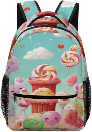 Small Backpacks Personalized Candy Happy Printing Travel Bag Lightweight Travel Backpack For Women Men