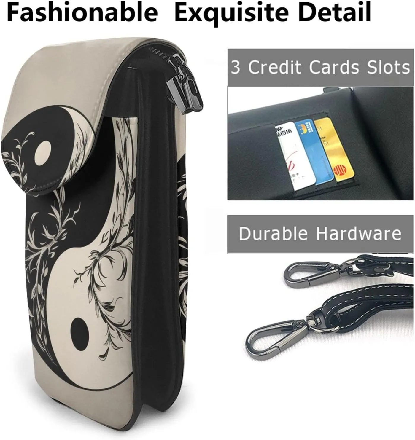 Small Crossbody Bags for Women,Leather Shoulder Bag for Cell Phone Purse with Strap and Dolphins in the sea Printed