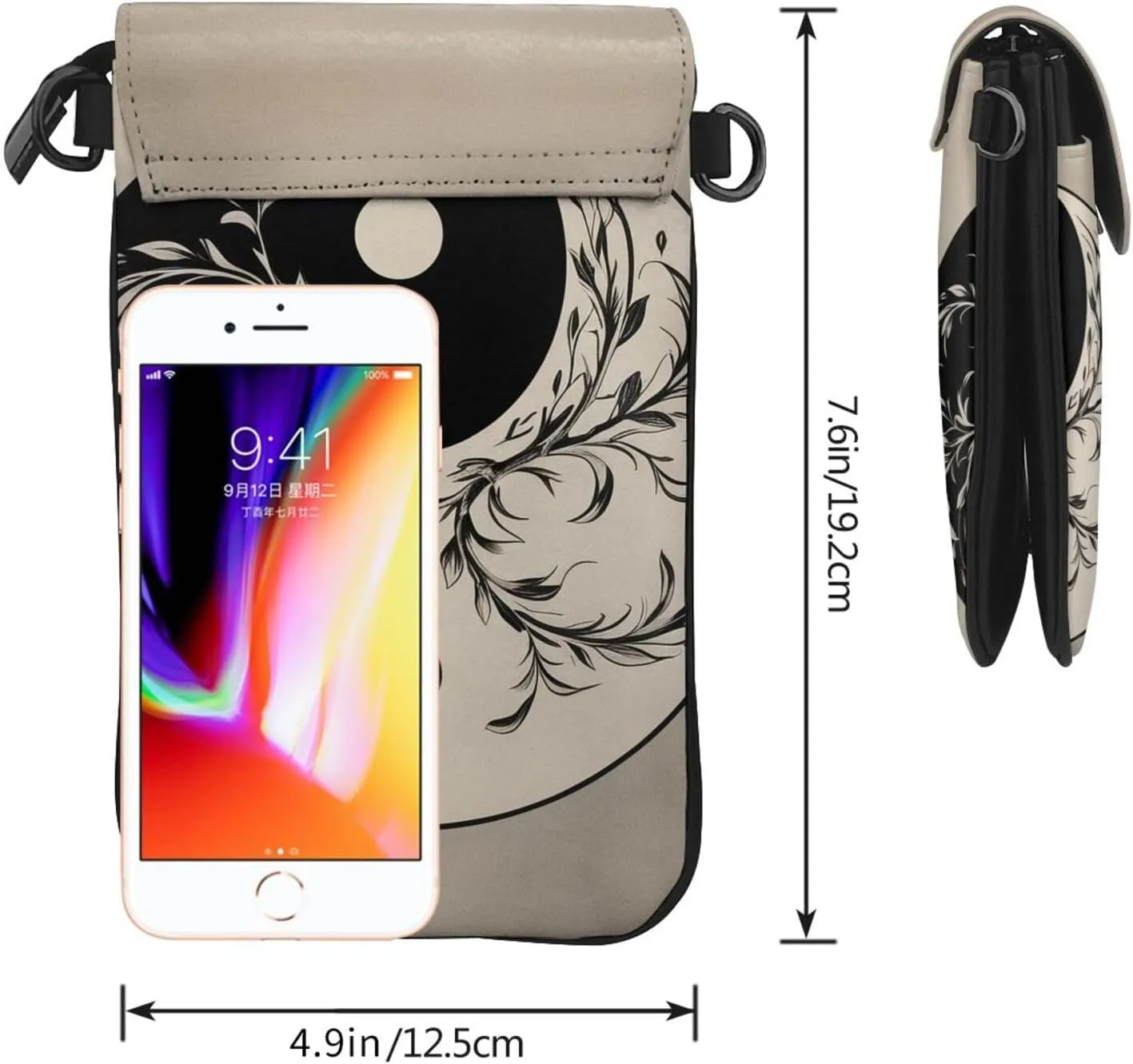 Small Crossbody Bags for Women,Leather Shoulder Bag for Cell Phone Purse with Strap and Dolphins in the sea Printed