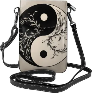 Small Crossbody Bags for Women,Leather Shoulder Bag for Cell Phone Purse with Strap and Dolphins in the sea Printed