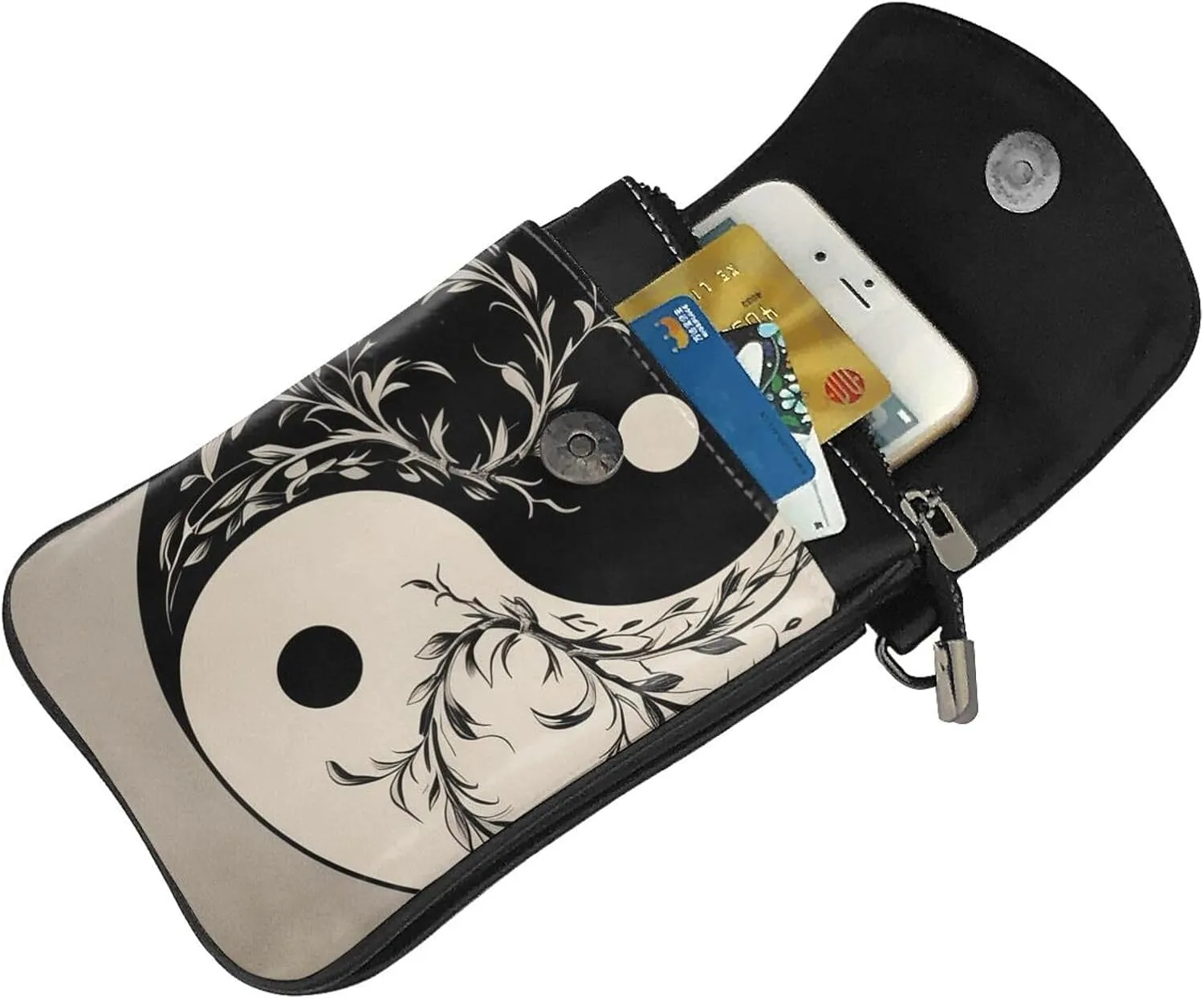 Small Crossbody Bags for Women,Leather Shoulder Bag for Cell Phone Purse with Strap and Dolphins in the sea Printed