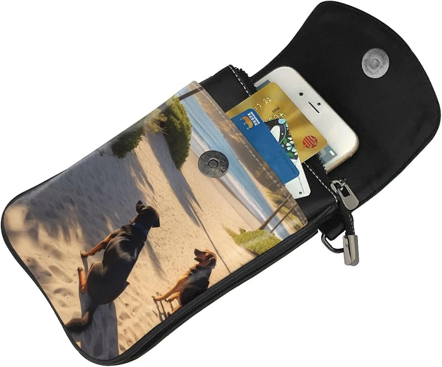 Small Crossbody Bags for Women,Leather Shoulder Bag for Cell Phone Purse with Strap and Gold Bling Printed